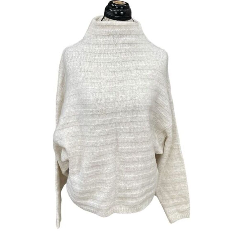 Prologue Sweater Womens Size Medium Dolman Sleeve Funnel Neck Ivory Grandmacore